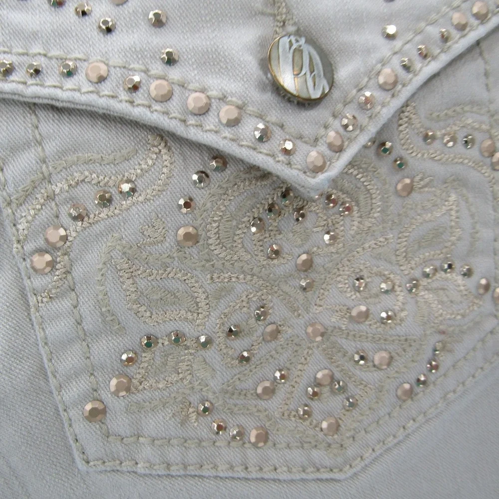 Beige Straight Leg Jeans 8/29 Nine West Mid Rise Stretch Embellished Pockets‎